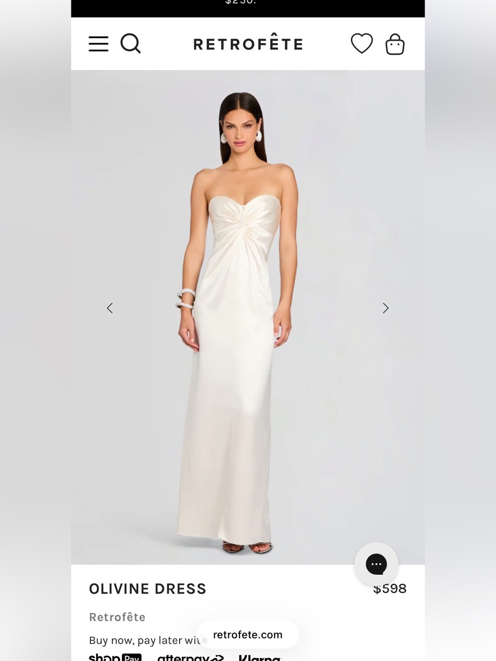 Retrofete Olivine Ivory Twist-Front Gown